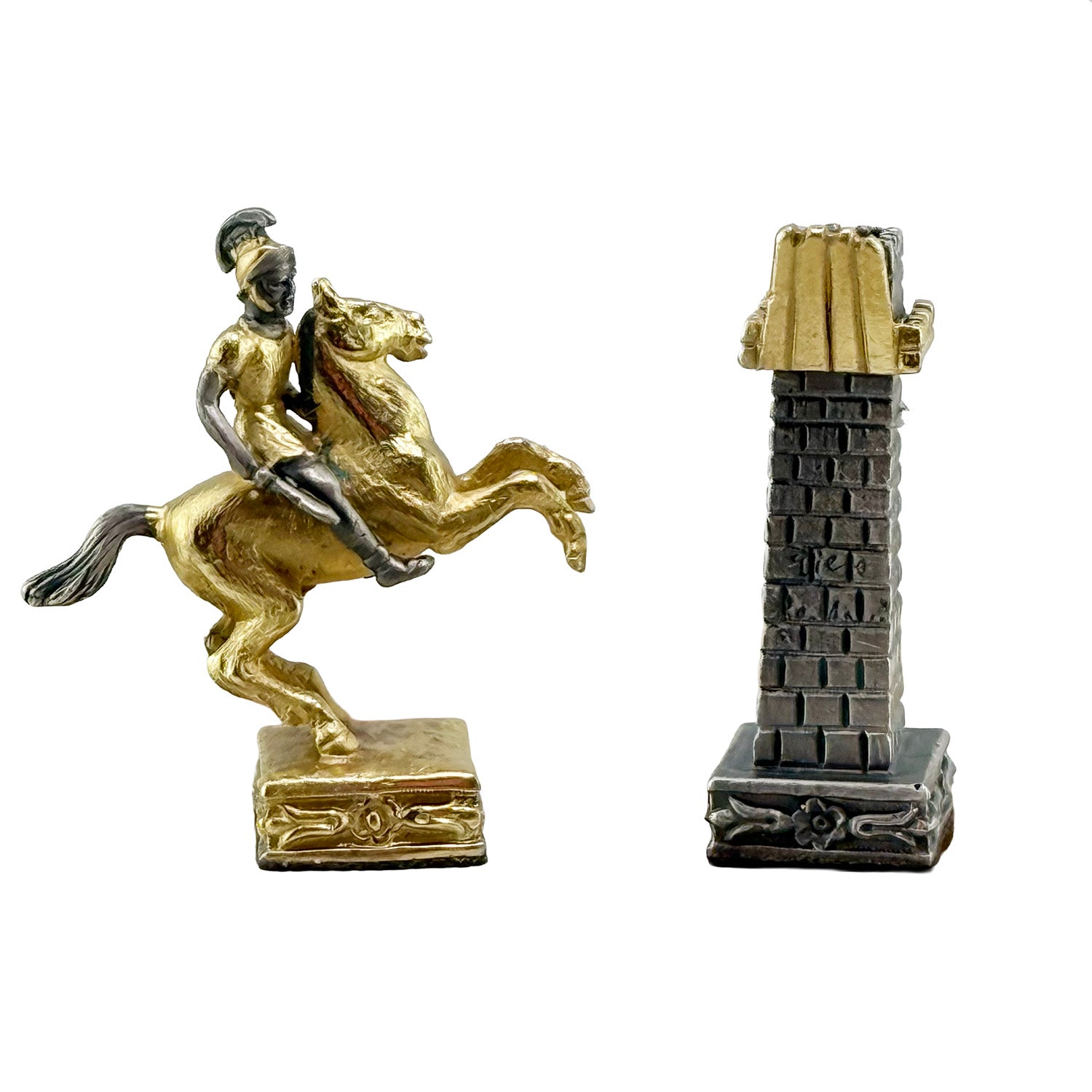 Italfama Römisches Reich Schachset 24K Gold & Onyx 34cm Bronze
