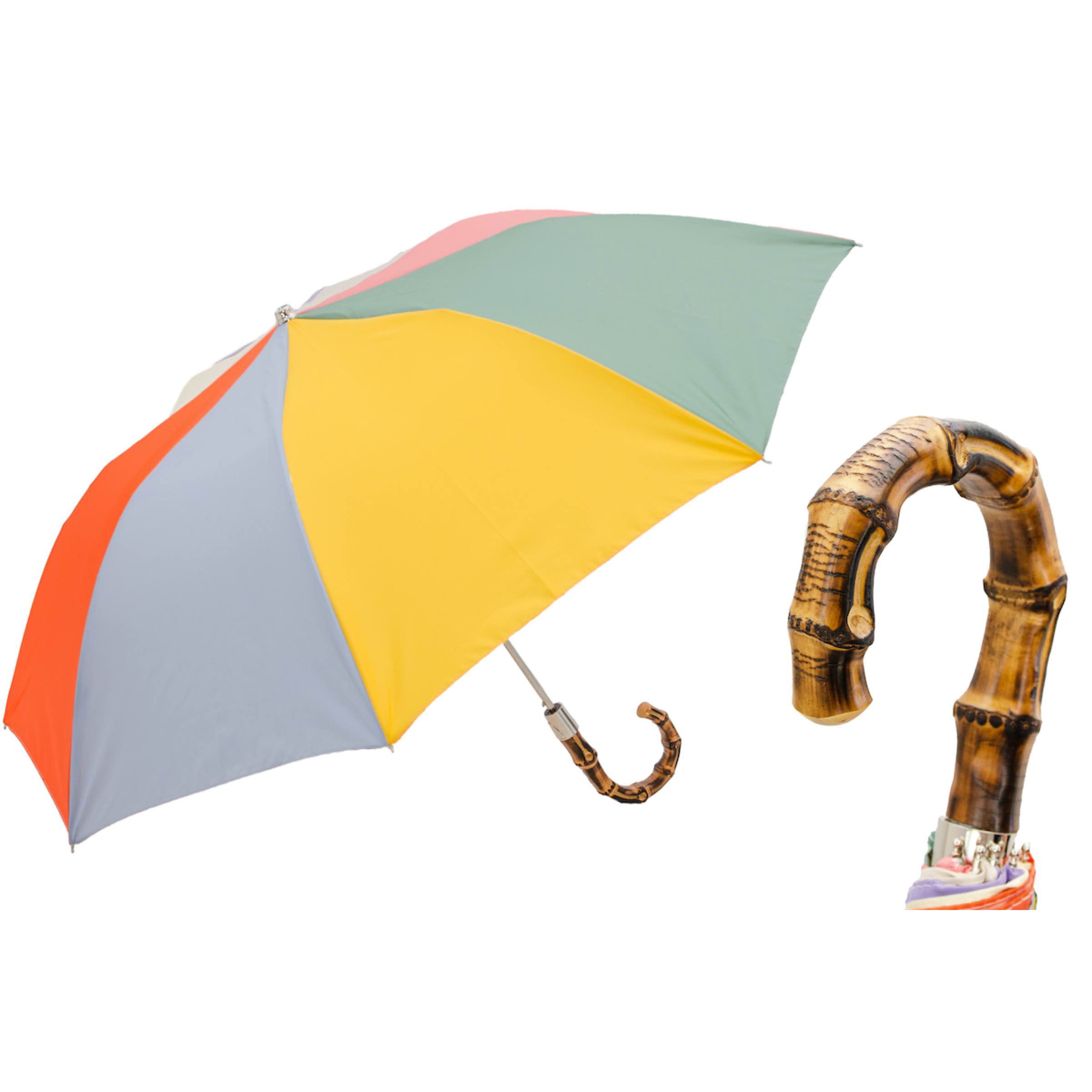 PASOTTI Regenschirm 100 cm Regenbogen Automatik Whangee Bambusgriff