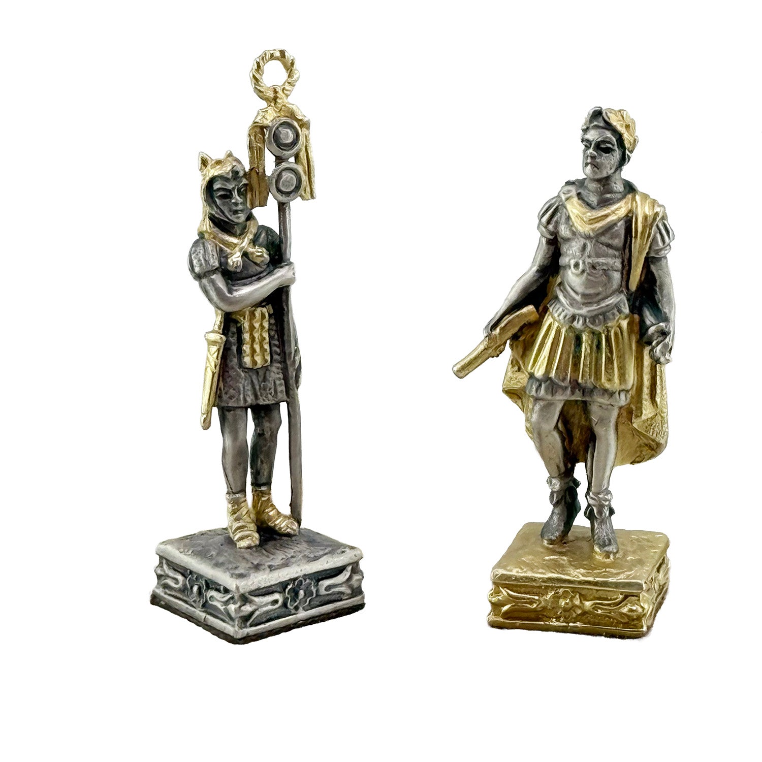Italfama Römisches Reich Schachset 24K Gold & Onyx 34cm Bronze