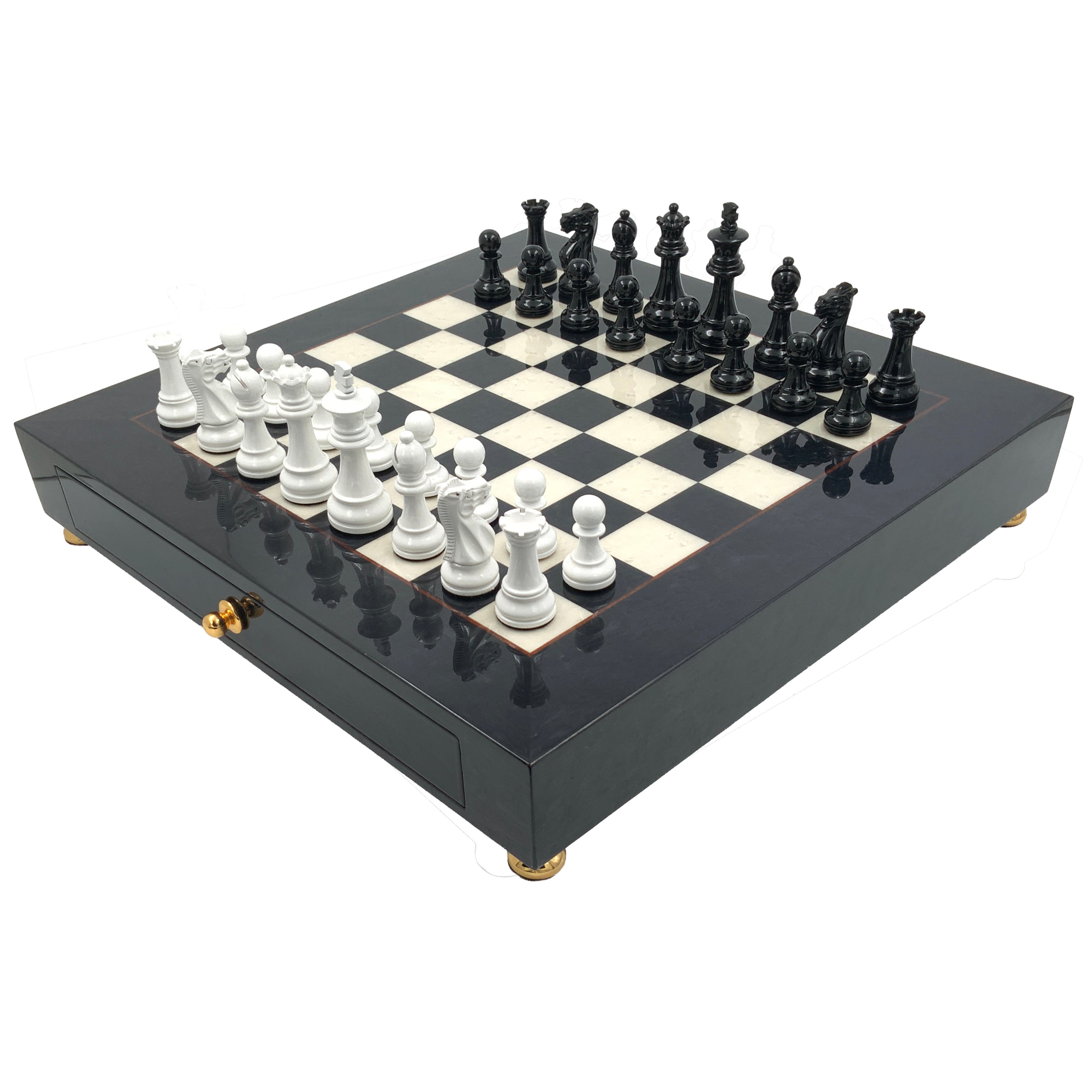 Luxuriöses italienisches Schachset: Classico Kollektion & Bruyèreholz-Brett 42 x 42 cm