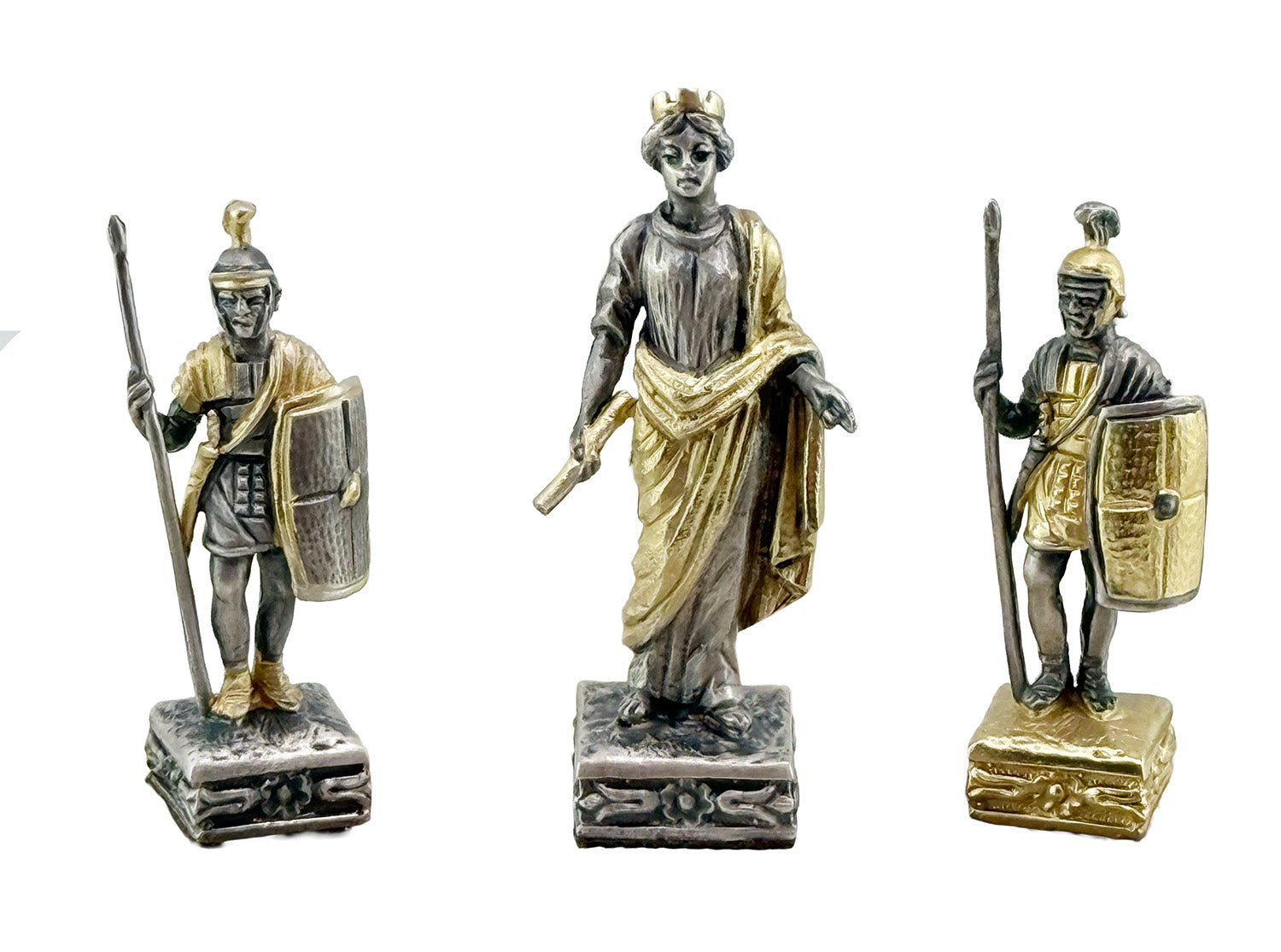 Italfama Römisches Reich Schachset 24K Gold & Onyx 34cm Bronze
