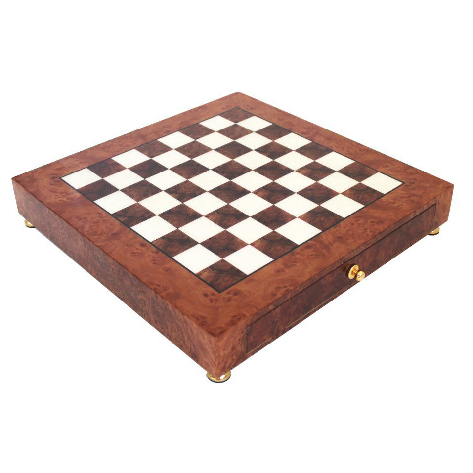 Schachbrett aus Holz, 42 × 42 cm, mit Schublade für die Figuren