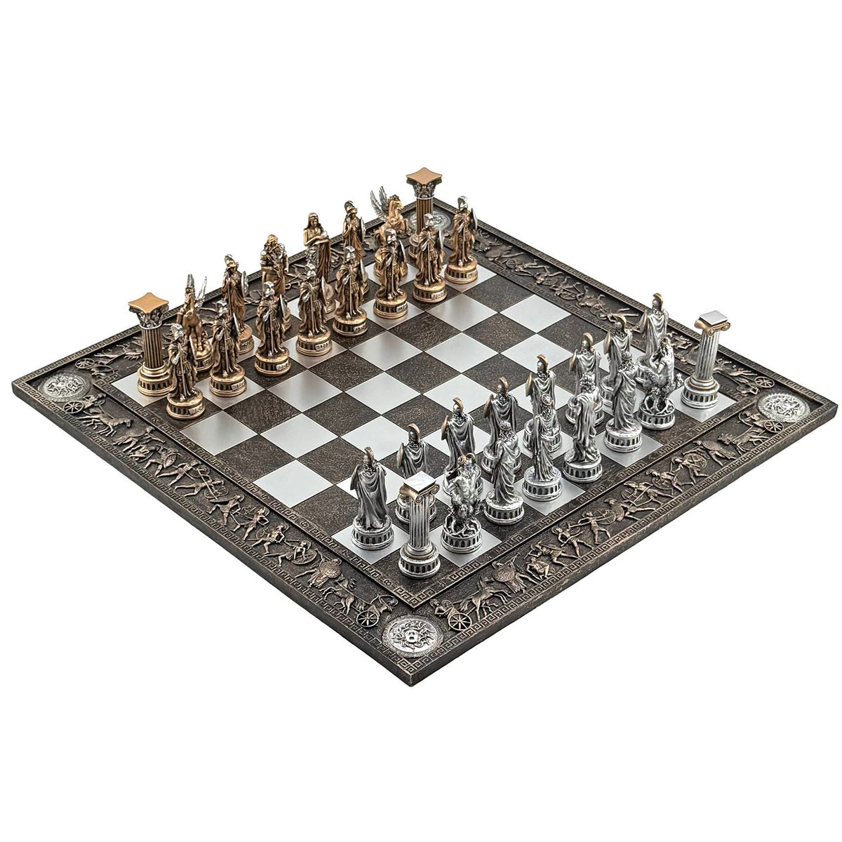 Resin Chess Set – Greek Mythology vs Roman Mythology, Hand-Painted