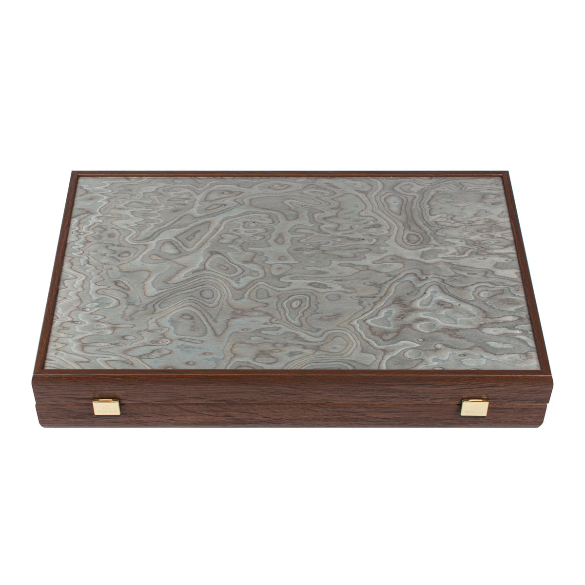 Luxuriöses Manopoulos Backgammon-Set Perlgrau Vavona-Eiche 48x26